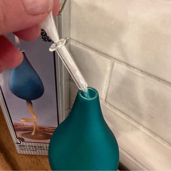 Satin Glass Oil Lamp Coiled Stem Blue Yellow Vintage New In Box Funnel Tip Cord - Picture 7 of 9